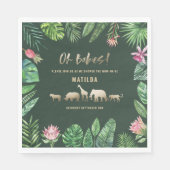 Tropische loof + gouddieren met twee baby showers servet (Voorkant)