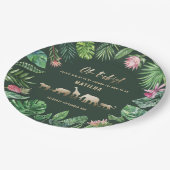 Tropische loof + goudvee baby shower partij papieren bordje (Gekanteld)