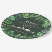 Tropische loof + goudvee baby shower partij papieren bordje (Gekanteld)