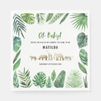 Tropische loof + goudvee baby shower partij
