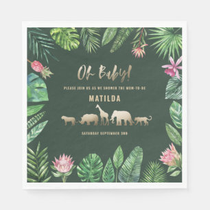 Tropische loof + goudvee baby shower partij servet