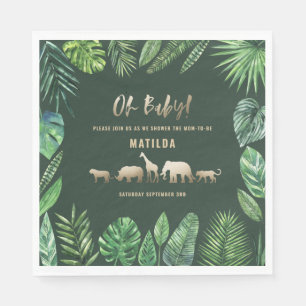 Tropische loof + goudvee baby shower partij servet