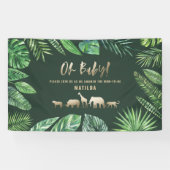 Tropische loof + goudvee baby shower partij spandoek (Horizontaal)