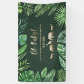 Tropische loof + goudvee baby shower partij spandoek (Verticaal)