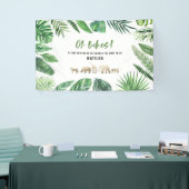 Tropische loof + goudvee baby shower partij spandoek (Beurs)