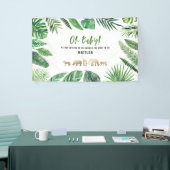 Tropische loof + goudvee baby shower partij spandoek (Beurs)