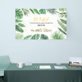 Tropische loof + goudvee baby shower partij spandoek (Beurs)