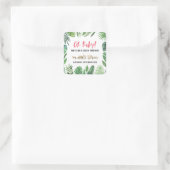 Tropische loof + goudvee baby shower partij vierkante sticker (Tas)