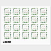 Tropische loof + goudvee baby shower partij vierkante sticker (Vel)