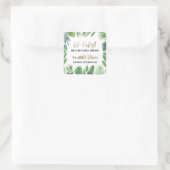 Tropische loof + goudvee baby shower partij vierkante sticker (Tas)