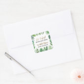 Tropische loof + goudvee baby shower partij vierkante sticker (Envelop)