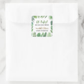Tropische loof + goudvee baby shower partij vierkante sticker (Tas)
