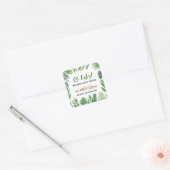 Tropische loof + goudvee baby shower partij vierkante sticker (Envelop)