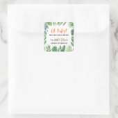 Tropische loof + goudvee baby shower partij vierkante sticker (Tas)