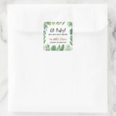 Tropische loof + goudvee baby shower partij vierkante sticker (Tas)