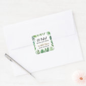 Tropische loof + goudvee baby shower partij vierkante sticker (Envelop)