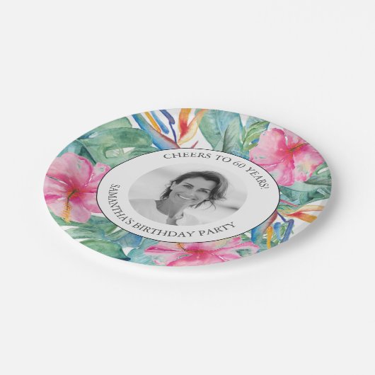 Tropische Luau 60ste verjaardag borden Papieren Bordje (Gekanteld)
