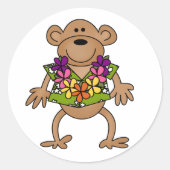 Tropische Luau Aap Ronde Sticker (Voorkant)
