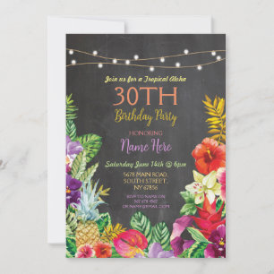 Tropische Luau Aloha krijt Verjaardagsfeest Uitnod Kaart