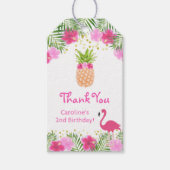 Tropische Luau Ananas Flamingo Verjaardag Cadeaulabel (Voorkant)