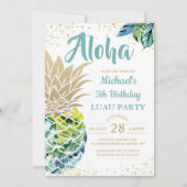Tropische Luau Ananas Strand Verjaardagsuitnodigin Kaart (Voorkant)