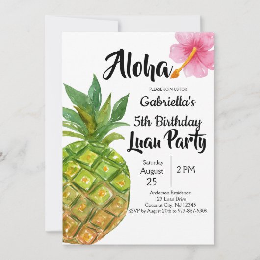 Tropische Luau ananas verjaardagsfeestje Kaart (Voorkant)