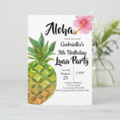 Tropische Luau ananas verjaardagsfeestje Kaart (Staand voorkant)
