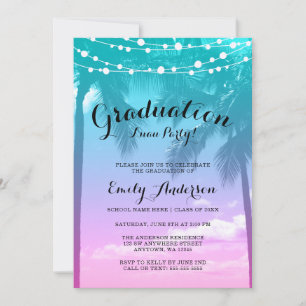 Tropische Luau Blauwgroen Pink Luau Graduation Par Kaart
