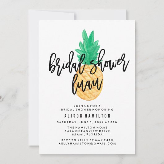 Tropische Luau Bruids Douche Uitnodiging (Voorkant)