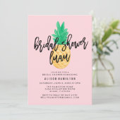 Tropische Luau Bruiloftsfeest Uitnodiging in Roze (Staand voorkant)