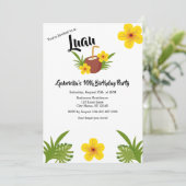 Tropische Luau Coconut Birthday Party Kaart (Staand voorkant)