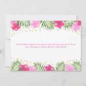 Tropische Luau Flamingo 1e Verjaardag Meisje Dank  Bedankkaart (Achterkant)