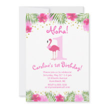 Tropische Luau Flamingo 1st Birthday Girl