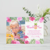 Tropische Luau Flamingo Verjaardag Meisje Dank u Bedankkaart (Staand voorkant)