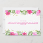 Tropische Luau Flamingo Verjaardag Meisje Dank u Bedankkaart (Achterkant)