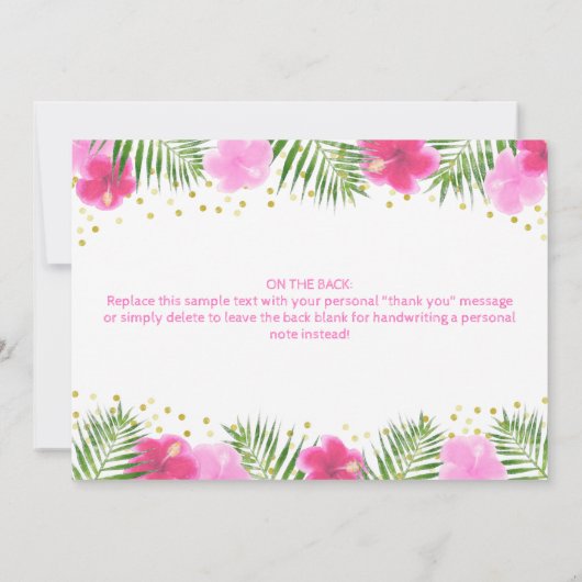 Tropische Luau Flamingo Verjaardag Meisje Dank u Bedankkaart (Achterkant)