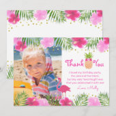 Tropische Luau Flamingo Verjaardag Meisje Dank u Bedankkaart (Voorkant / Achterkant)