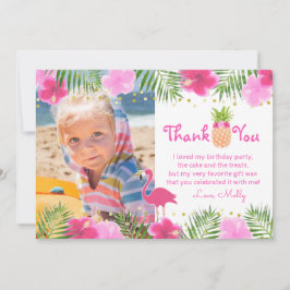 Tropische Luau Flamingo Verjaardag Meisje Dank u Bedankkaart