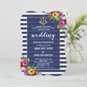 Tropische Luau Floral Wedding Evening Reception Kaart (Staand voorkant)