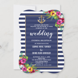 Tropische Luau Floral Wedding Evening Reception Kaart