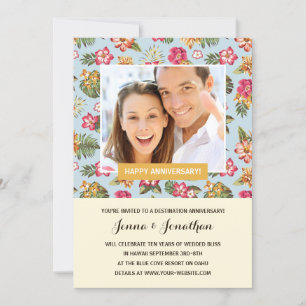 Tropische Luau Foto Jubileum Party Kaart