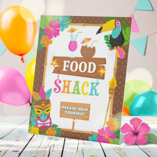 Tropische Luau Hawaiian Food Sign Reclamebord Met Voetstuk