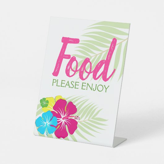 Tropische Luau Hawaiian Hibiscus Voedsel Tafel Par Reclamebord Met Voetstuk