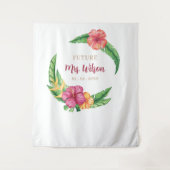 Tropische Luau Hibiscus Vrijgezellenfeest Backdrop Wandkleed (Voorkant)