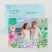 Tropische luau-ocean huwelijks FOTO bewaar datum s Aankondigingskaart (Voorkant / Achterkant)
