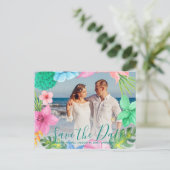 Tropische luau-ocean huwelijks FOTO bewaar datum s Aankondigingskaart (Staand voorkant)