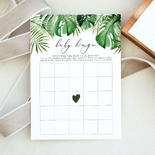 Tropische Luau Palm Bingo Baby Shower Spelkaart Kaart