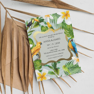 Tropische Luau Parrots Plumeria Couples Shower Kaart