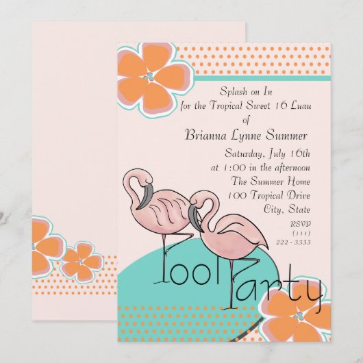 Tropische Luau-partij Kaart (Voorkant / Achterkant)