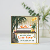 Tropische Luau Party Tiki Hut Invitation Kaart (Staand voorkant)
